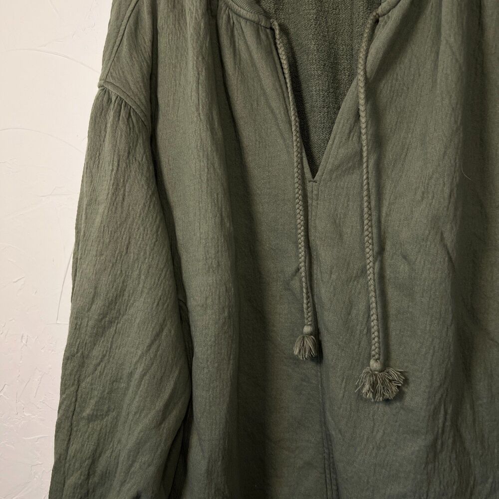 Aerie Olive Oversized Boho Pullover Sweatshirt Soft Lounge Earthy Cozy Size L - Picture 3 of 9